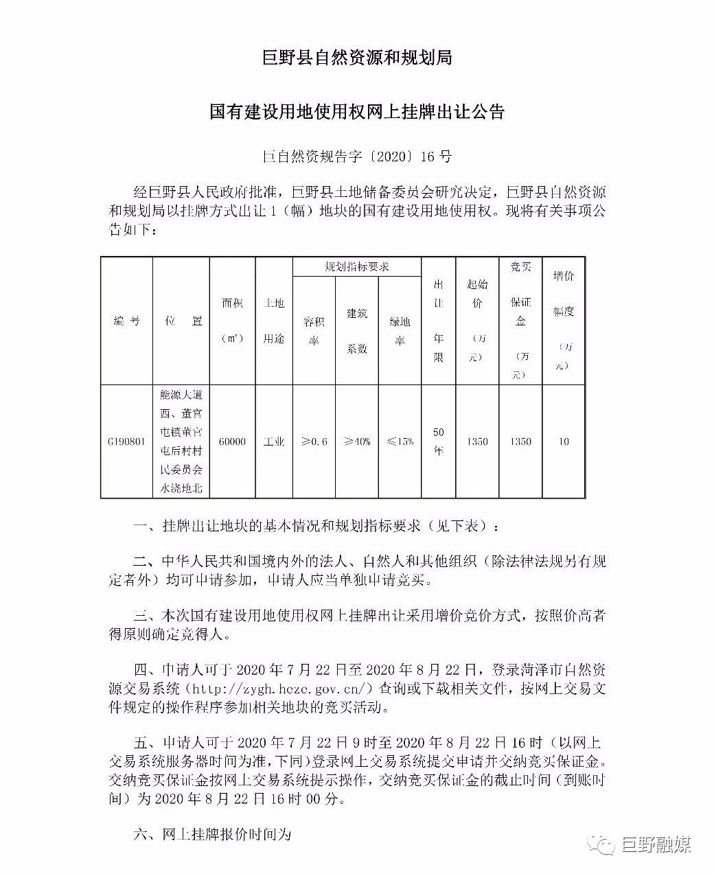 巨野县自然资源和规划局最新项目概览