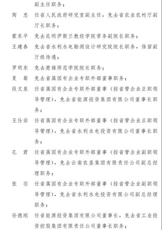 云南省干部任免最新动态概览